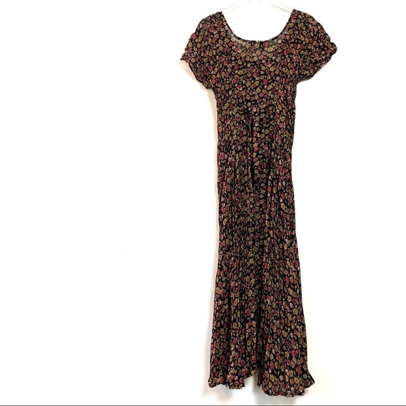 Vtg Maxi Dress Rose Floral Print - Picture 3 of 11